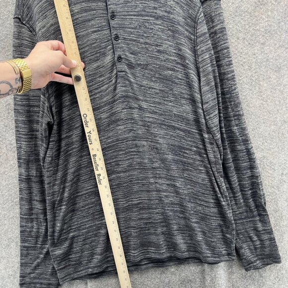 John Varvatos USA Shirt Mens Large Gray Black Henley Long Sleeve Stretch Knit - Picture 4 of 8
